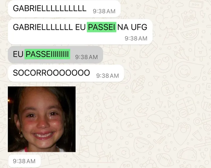 Mensagem real de aluna: Gabriel, eu passei na UFG